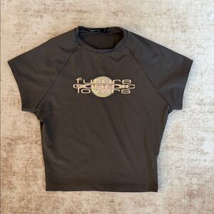 Future Cosmic Lovers Graphic Crop Top in Charcoal